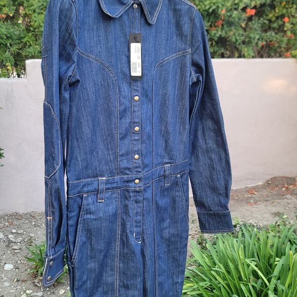 Land Of Distraction 70’s Inspired Denim Flared Utility Jumpsuit - Picture 3 of 8
